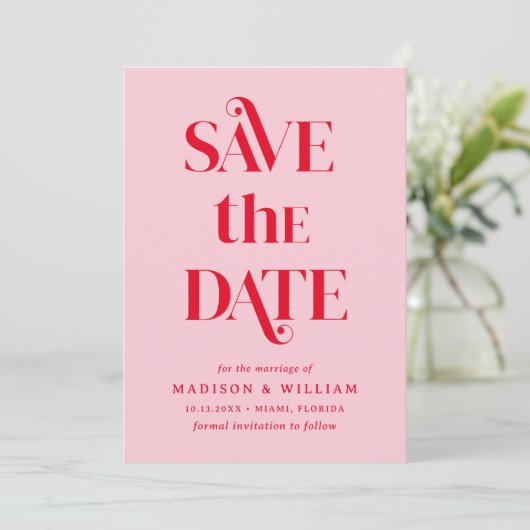 Retro-Hochzeit speichern Sie das Date-Foto Einladung (Stehend Vorderseite)