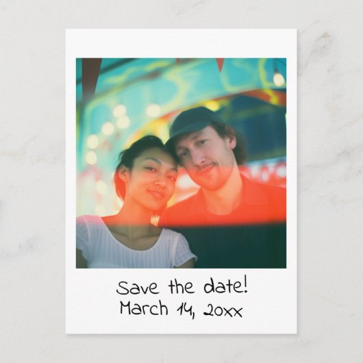 Retro Hochzeit speichern Sie das Datum Einladungspostkarte (Vorderseite)