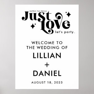 Retro-Hochzeits-Willkommensschild 'Just Love' Poster