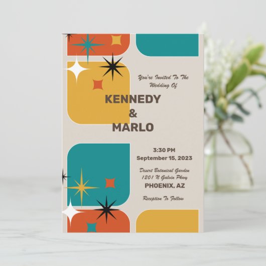 Retro Hochzeitseinladung Einladung (Stehend Vorderseite)