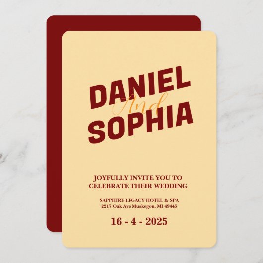 Retro Hochzeitskarte Einladung (Vorne/Hinten)