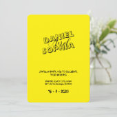 Retro Hochzeitskarte gelb Einladung (Stehend Vorderseite)