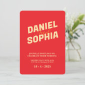 Retro Hochzeitskarte Rot Einladung (Stehend Vorderseite)