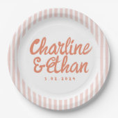 Retro Hochzeitspapier-Teller von Pastel Handwritin Pappteller (Vorderseite)