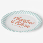 Retro Hochzeitspapier-Teller von Pastel Handwritin Pappteller (Schrägansicht)