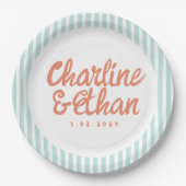 Retro Hochzeitspapier-Teller von Pastel Handwritin Pappteller (Vorderseite)