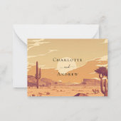 Retro-Hochzeitsreaktion in der Wüstenlandschaft UA Mitteilungskarte (Rückseite)