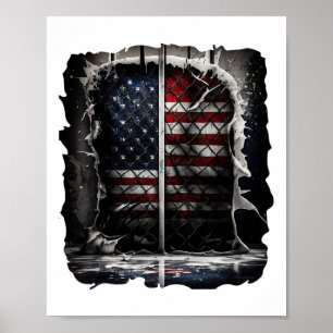 Retro-Hockey-Amerikanische-Flagge Vintage-Hockey-F Poster
