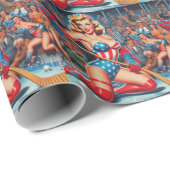 Retro Hockey-Button Geschenkpapier (Rolleneckpunkt)