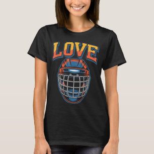 Retro-Hockey-Liebe Groovy-Blumen und Helm T-Shirt