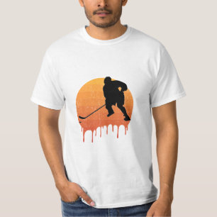 Retro-Hockey-Sonnenuntergangs-Design T-Shirt