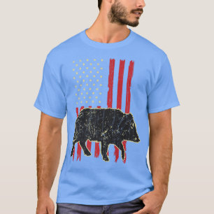 Retro Hog Hunter Amerikanische Flagge Vintages Sch T-Shirt
