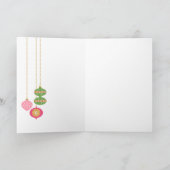 Retro Holiday Baubles Grußkarte - Rosa Dankeskarte (Innenseite)