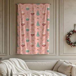 Retro Holiday Blanket 70s Style with Soft Colors Fleecedecke