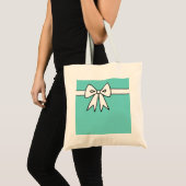 Retro Holiday Bow Aqua Tote Tasche (Vorderseite (Produkt))