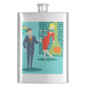 Retro Holiday Cartoon Couchkolben Flachmann (Vorderseite)