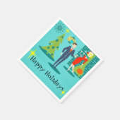 Retro Holiday Cartoon Couple Cocktail Napkins Serviette (Ecke)