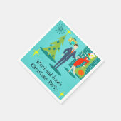 Retro Holiday Cartoon Couple Cocktail Napkins Serviette (Ecke)