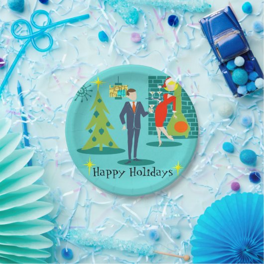 Retro Holiday Cartoon Couple Paper Teller (Party)