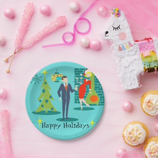 Retro Holiday Cartoon Couple Paper Teller (Party)