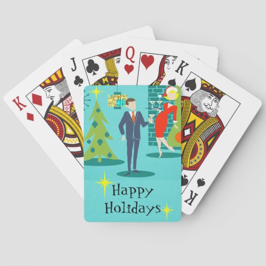 Retro Holiday Cartoon Couple Playing Cards Spielkarten (Rückseite)
