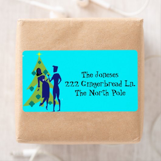 Retro Holiday Cartoon Couple Rücksendeadressen-Auf (Insitu)
