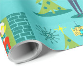 Retro Holiday Cartoon Coupping Paper Geschenkpapier (Rolleneckpunkt)