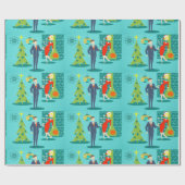 Retro Holiday Cartoon Coupping Paper Geschenkpapier (Flach)