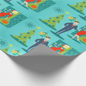 Retro Holiday Cartoon Coupping Paper Geschenkpapier (Ecke)