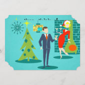 Retro Holiday Cartoon Paar Party Einladungen (Vorne/Hinten)