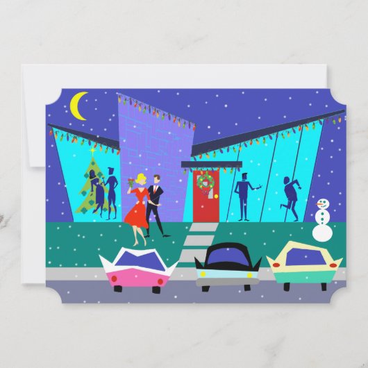 Retro Holiday Cartoon Party Einladungen (Vorderseite)