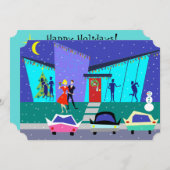 Retro Holiday Cartoon Party Einladungen (Vorne/Hinten)