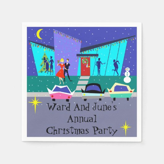 Retro Holiday Cartoon Party Paper Napkins Serviette (Vorderseite)