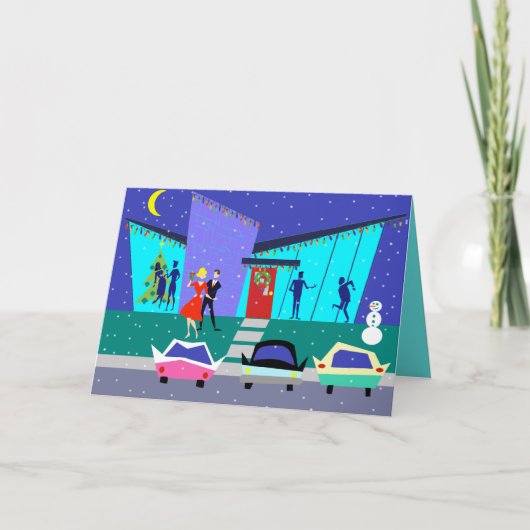 Retro Holiday Cartoon Weihnachtskarte Feiertagskarte (Vorderseite)