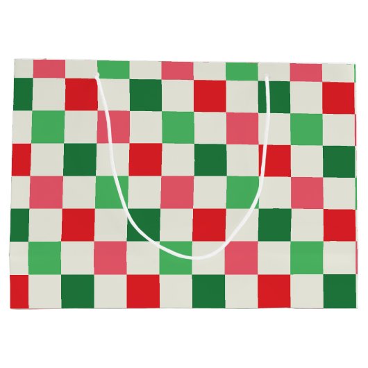 Retro Holiday Check Große Geschenktüte (Rückseite)