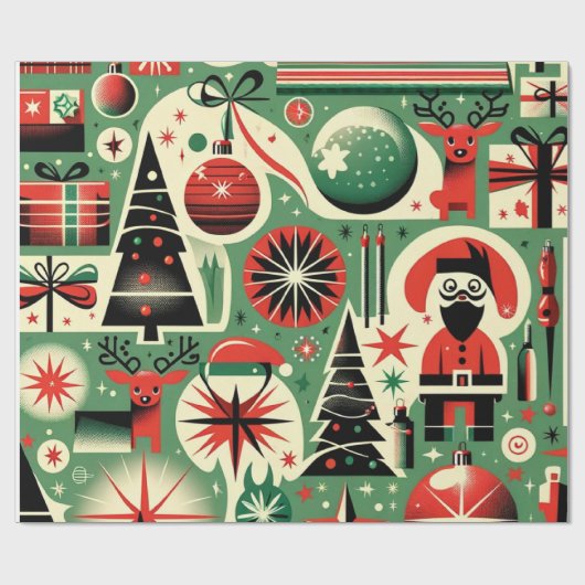 Retro Holiday Chef Weihnachtswrapping Papier Geschenkpapier (Flach)