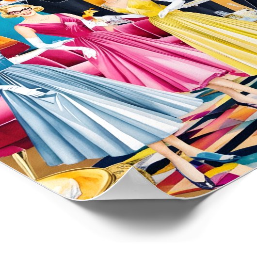 Retro Holiday Cocktail Party Poster (Ecke)