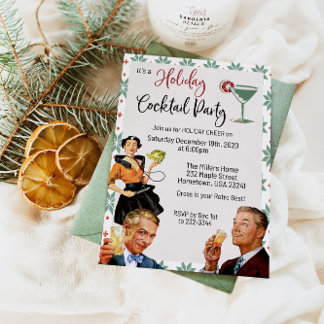 Retro Holiday Cocktail Weihnachten Party Einladung
