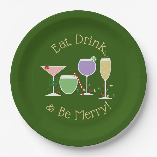 Retro Holiday Cocktails Pappteller (Vorderseite)