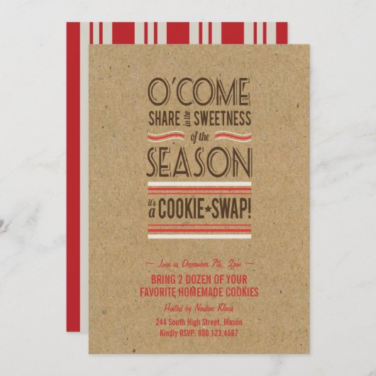 Retro Holiday Cookie Swap Austausch Einladung (Vorne/Hinten)