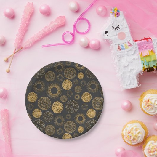 Retro Holiday Gold Burst Sparkler Cake serviert Pappteller (Party)