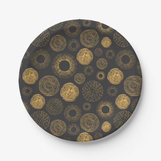 Retro Holiday Gold Burst Sparkler Cake serviert Pappteller (Vorderseite)