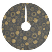 Retro Holiday Gold Burst Sparkler Weihnachten Polyester Weihnachtsbaumdecke (Vorderseite)