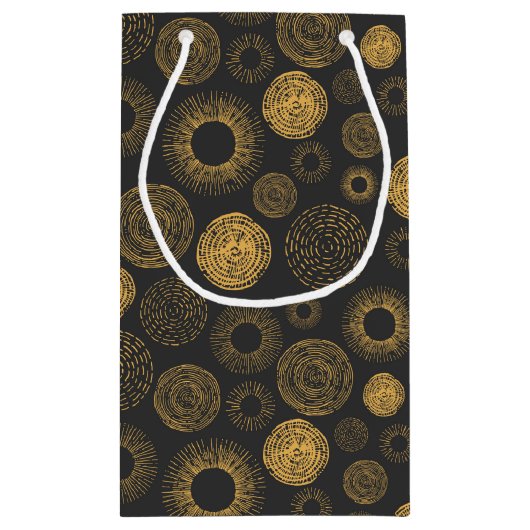 Retro Holiday Gold Burst Weihnachtssparkler Kleine Geschenktüte (Rückseite)