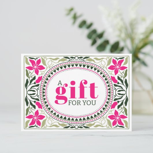 RETRO HOLIDAY GREEN Pink BLUME FRAME CHRISTMAS (Stehend Vorderseite)