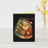 “Retro Holiday Greeting Card – Santa & Gifts” Karte (Gelbe Blume)