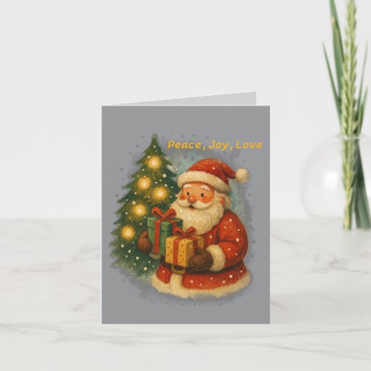“Retro Holiday Greeting Card – Santa & Gifts” Karte (Vorderseite)