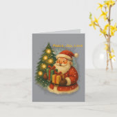 “Retro Holiday Greeting Card – Santa & Gifts” Karte (Gelbe Blume)