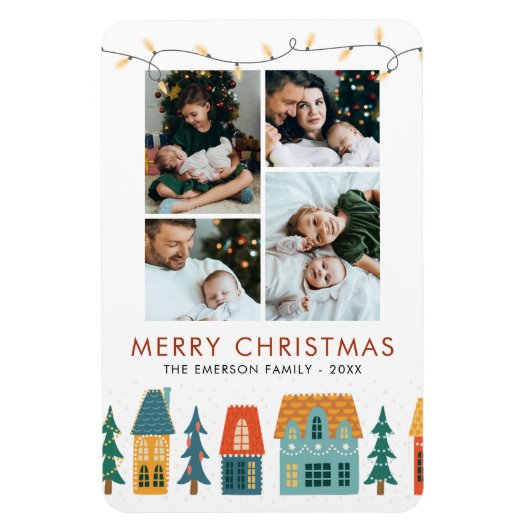 Retro Holiday House Card Magnet (Vertikal)
