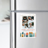 Retro Holiday House Card Magnet